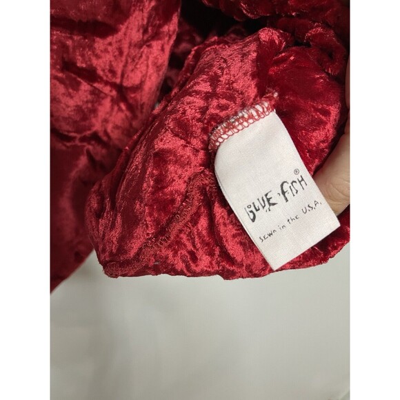 Blue Fish Women's Vintage Crushed Red Velvet Vest Top Handpainted - Picture 4 of 7